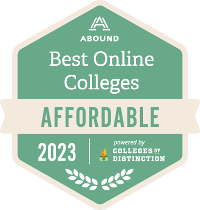 ABOUND 2023 Best Online Colleges: AFFORDABLE; powered by Colleges of Distinction